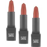 Gndz Store Uzun Süre Kalıcı Yoğun Renk Veren Nemlendirici Parlak Ruj - Glossy Lipstick 308 Terracotta Nude (3 Paketi) - Option-1