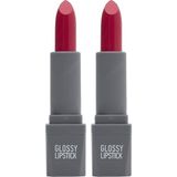 Gndz Store Uzun Süre Kalıcı Yoğun Renk Veren Nemlendirici Parlak Ruj - Glossy Lipstick 317 Bright Fuchsia (2 Paketi) - Option-1