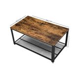 Gndz Store Vasagle Sehpa, 2 Katlı Oturma Odası Masası, Izgara Raflı, Tv Masası, Metal Çerçeve, Ayarlanabilir Ayaklar, Oturma Odası Için, Endüstriyel Tarz, Kahverengi/siyah LCT61X - 301 - Siyah - Option-1