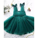 GNL Butik Tasarım Kız Çocuk Fiyonklu Elbise - 2 Yaş - 11H-Yeşil