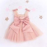 GNL Butik Tasarım Kız Çocuk Fiyonklu Elbise - 3-6 Ay - Açık Somon