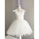 GNL Butik Tasarım Kız Çocuk Fiyonklu Elbise - 5 Yaş - 001-Beyaz
