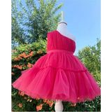 GNL Butik Tasarım Kız Çocuk Tek Omuz Elbise - 6 - 9 Ay - Fuşya