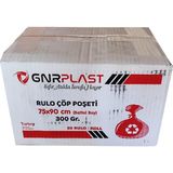Gnr Endüstriyel Battal Çöp Torbası Poşeti - 2 Kat - Siyah - 300 Gr. - 75X90 Cm. -10X20 Rulo / Koli