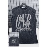 Gnr Guns N' Roses Baskılı Yıkamalı Kolsuz Tişört, Unisex Rock Band Temalı Sıfır Kollu Vintage Atlet - Siyah - 2XL