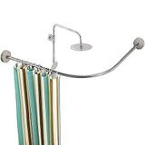 Générique Eğimli Ayarlanabilir L Şekilli Köşe Küvet Duş Perdesi Çubuğu Uzatılabilir Paslanmaz Çelik (Boyut: 100-140 cm x 100-140 cm)