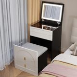 Générique Katlanabilir aynalı ve tekerlekli tabureli makyaj masası, entegre LED ışıklar, ışıklı aynalı ve tabureli makyaj masası - kadınlar ve kızlar için makyaj masası - LED ışık 3 renk