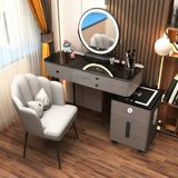 Générique Katlanabilir aynalı ve tekerlekli tabureli makyaj masası, entegre LED ışıklar, kablosuz şarjlı makyaj masası, ışıklı aynalı modern makyaj masası, Bluetooth