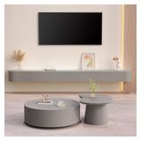 Générique Yüzer TV Dolabı, Duvara Monte Multimedya Dolabı, Depolama Kapılı Konsol, Modern Gri 220 cm Yüzer TV Dolabı, TV Altında Depolama Dolabı ve 3/4 Asma Raflı