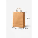 GNS 25x12x31 Kraft Burgu Saplı Karton Çanta karton poşet kağıt poşet 50 li paket