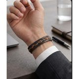 Gns Aksesuar %100 Deri 3 lü Kombin Erkek Bileklik Set 21 cm (Türk El Üretimi)