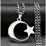 Gns Aksesuar Ay Yıldız Türk Bayrağı Temalı Paslanmaz Çelik Kalın Zincirli Kolye 65 cm - Silver