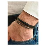Gns Aksesuar Siyah&Kahve %100 Deri 2Li Kombin Erkek Bileklik Set 21 cm (Türk El Üretimi) (Siyah - Kahverengi)