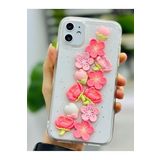 Go Aksesuar Iphone 11 ile Uyumlu OYUNCAK PEMBE ÇİÇEK Tasarımlı Esnek Silikon Kılıf