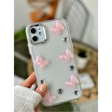 Go Aksesuar Iphone 11 Şeffaf 3D Pembe Kelebek Epoksili Oyuncaklı Silikon Kılıf