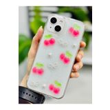 Go Aksesuar Iphone 13-14 ve 15 ile Uyumlu İNCİ KİRAZ Oyuncak Tasarımlı Esnek Silikon Kılıfı