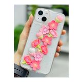 Go Aksesuar Iphone 13-14 ve 15 ile Uyumlu OYUNCAK PEMBE ÇİÇEK Tasarımlı Esnek Silikon Kılıfı