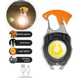 Go Biz Anahtarlık Çalışma Işığı Çok Fonksiyonlu Çakmak Şarj Taşınabilir Kamp Oto Tamir LED Güçlü Işık Mini El Feneri Küçük USB Şarjlı El Feneri Reflektör (Yurt Dışından) - Turuncu