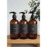 GO BLOBS 3'lü Set 500ml Amber Şişe Shampoo & Shower Gel & Hair Cream Siyah (siyah(shampoo shower gel hair cream))