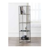 GO DEKOR Grid Graphite 4 Gözlü Kitaplık Metal Kafes Dekoratif Tel Vitrin/konsol (siyah)