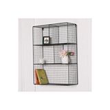 GO DEKOR Grid Wall Metal Kitaplık 5 Gözlü Duvar Rafı- Siyah 83x55