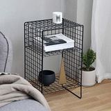 GO DEKOR İskandinav Metal Tel Kafes Ayaklı (Grid) Raf/Yan Sehpa 65x39x32