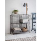 GO DEKOR Metal 4 gözlü Orta Boy Grid (Kafes) Kitaplık Rafı & Kafes Tel Vitrin - SİYAH