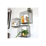 GO DEKOR Metal 5×5 Tel Gözlü Kare Kafes Raf/3lü Set Çiçeklik - Siyah