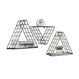 Go dekor Metal 5×5 Tel Gözlü Üçgen Prizma Raf/3lü Raf Siyah