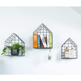 Go Dekor Metal 5x5 Tel Gözlü Ev Modeli Kafes Raf/3lü Set Çiçeklik - Siyah - Çok Renkli