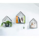 GO DEKOR Metal 5x5 Tel Gözlü Ev Modeli Kafes Raf/3lü Set Çiçeklik - Siyah