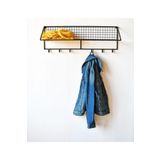 GO DEKOR Tel Duvar Rafı/6 Kanca Askılı Duvar rafı (siyah) 80x25x22