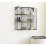 Go dekor Tel Metal Kafes 9 Gözlü Kare Duvar Rafı - 60x60x20 Siyah