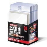 GO DELIGHT Yarı Sert Kart Sahipleri - Ticaret Kartları için 50 Kart Tutucu ve 50 Kuruş Kollu - Beyzbol Kartı Koruyucuları - Beyzbol Kartı Kılıfları -3-5/16" x 4-7/8" 1/2" Dudak Dahil - Ticaret Kartı Kılıfları