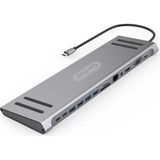 Go Des GD-9120 14 In 1 Stand Özellikli Type-C Gri Sd Kart RJ45 HDMI VGA USB Çoğaltıcı Hub