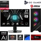 Go Gamer GA447DC AMD Ryzen 5 7600X / 32GB DDR5 5600MHz / 1TB NVMe m.2 SSD / RX 9070 XT 16GB / 240mm Sıvı Soğutma / MSI 27" 2K 180Hz. / AMD Gaming Paket