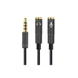 Go İthalat 1 Erkek 2 Dişi 3.5 mm Kulaklık ve Mikrofon Ayırıcı Çoklayıcı Aux Kablo (5263)