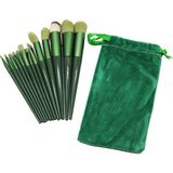 Go İthalat 13PCS Yeşil Kadife Torbalı Makyaj Fırça Set (5440)