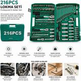 Go İthalat 216PCS Lokma Seti Lokma - Soket - Bits Adaptör - 3AD.CIRCIR Kolu Plastik Çantalı (5263)