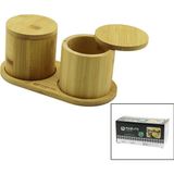 Go İthalat 2PCS AHŞAP BAMBU BAHARATLIK YUVARLAK=8X8ALTLIK=9.5X19.5ÇEVİR AÇ-MIKNATISLI KAPAK (5314)