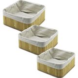 Go İthalat 3 Boy Kare Bambu Kenar Organizer Sepet Ahşap Altlık - Bezli 17X17-21X21-26X26CM (5517) - 26 x 26 cm - Renkli
