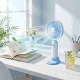 Go İthalat 3 Kademeli Masaüstü Fan – Telefon Tutuculu Özellikli Standlı Elde Taşınabilir Mini Fan EKL29 (5477) - Beyaz - Mavi