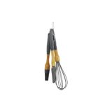 Go İthalat 3 PCS SİLİKON ÇIRPICI - FIRÇA - SPATULA SETİ AHŞAP BAMBU SAP - SİLİKON KILIFLI (5224)