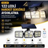 Go İthalat 3'lü 122 Ledli Güneş Enerjili Hareket Sensörlü Aydınlatma, Dış Mekan Duvar ve Bahçe Lambası Solar LED (784)