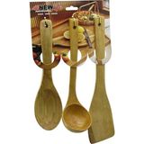 Go İthalat 3pcs Ahşap Bambu Mutfak Servis Seti KAŞIK=27CM - KEPÇE=27CM - SPATULA=32CM (5615)