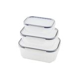 Go İthalat 3PCS QUİCK SIZDIRMAZ SAKLAMA KABI SETİ ŞEFFAF KAP - BUĞULU-CONTALI KAPAK 500-1000-1700ML (5477)