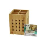 Go İthalat 4 BÖLMELİ BÜYÜK - PENCERELİ KARE=11X11CM AHŞAP BAMBU KAŞIKLIK ORGANİZER (5264)