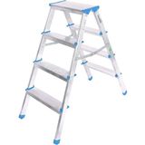 Go İthalat 4+4 Çift Basamaklı Alüminyum Metal Merdiven Yükseklik = 92CM Baş Genişlik = 8cm (5468) - 4+4 Basamaklı