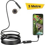 Go İthalat 5 Metre Android Telefon Uyumlu 6 LED Işıklı Su Geçirmez Endoskop / Boroskop Yılan Kamera Hd (784)