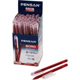 Go İthalat 50 Adet Pensan Büro Kırmızı Tükenmez Kalem M-Medium - 1.0mm Uç (5468)
